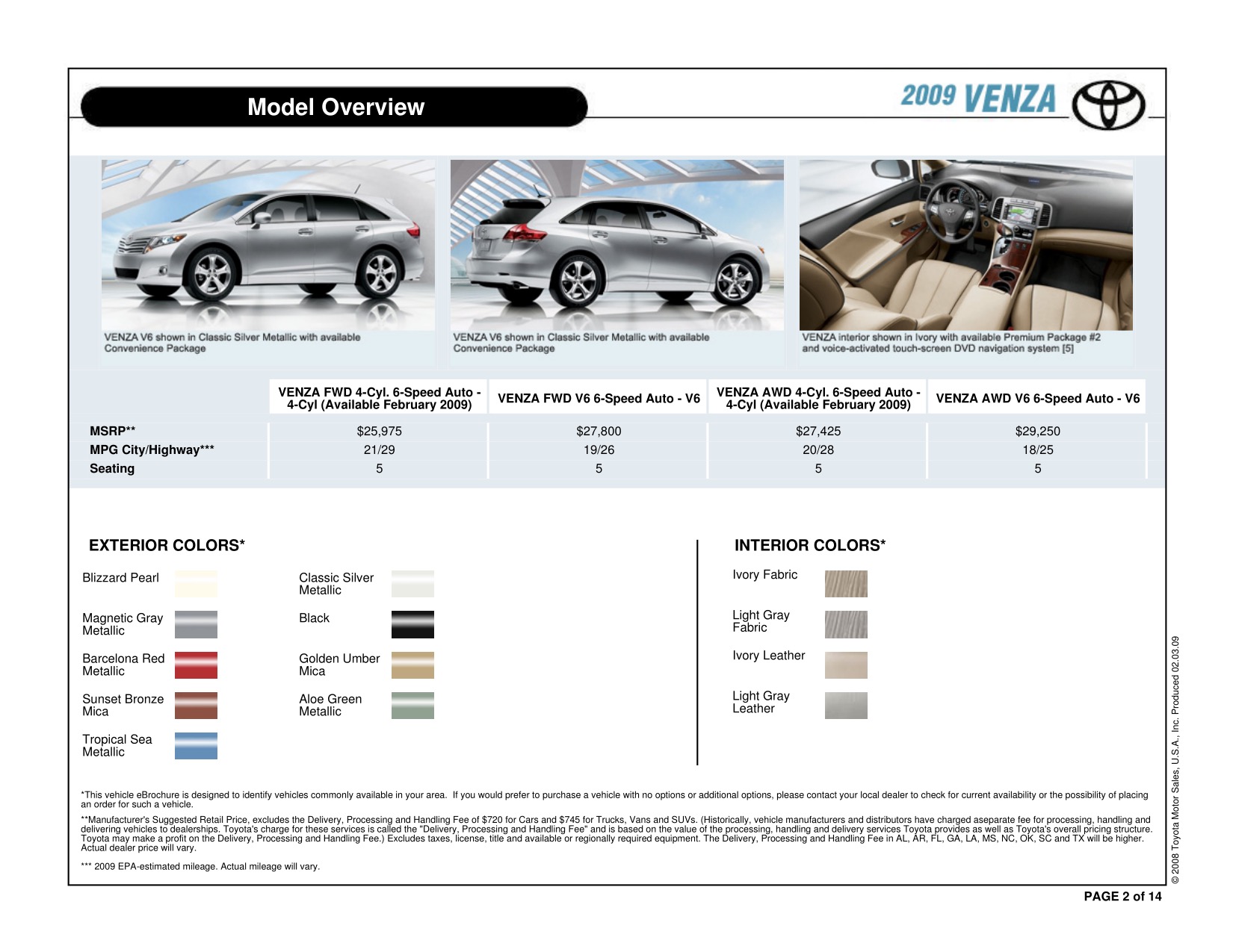 2009 Toyota Venza Brochure Page 11